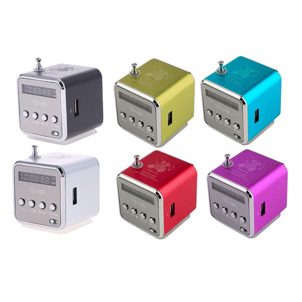 Mini FM Radio TD-V26 Bærbar - 1.0" LCD Skærm - Bluetooth 5.0 - Genopladeligt Batteri - VKTECH