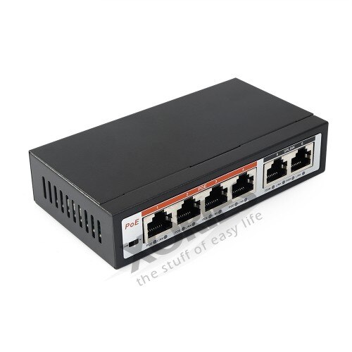 HOMSECUR 6 Poorten 100Mbps PoE Switch Met 4 PoE Poorten En 2 Uplink Ethernet IEEE 802.3af/at