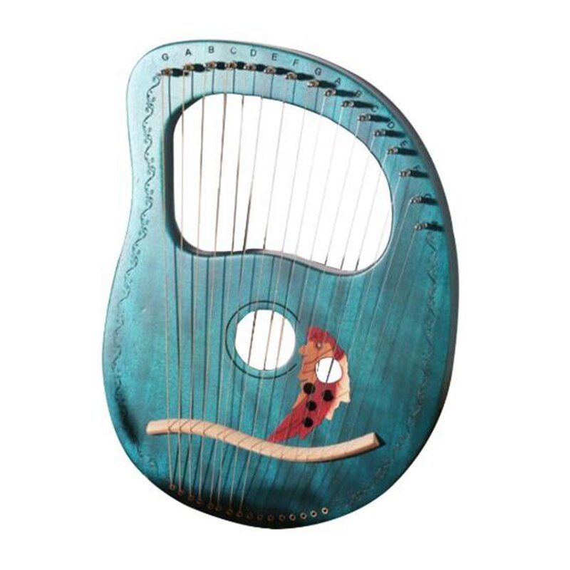 Lyrharpa 16 -strängad harpa, heptachord, massivträ lutharpa med stämnyckel för musikälskare nybörjare: Grön