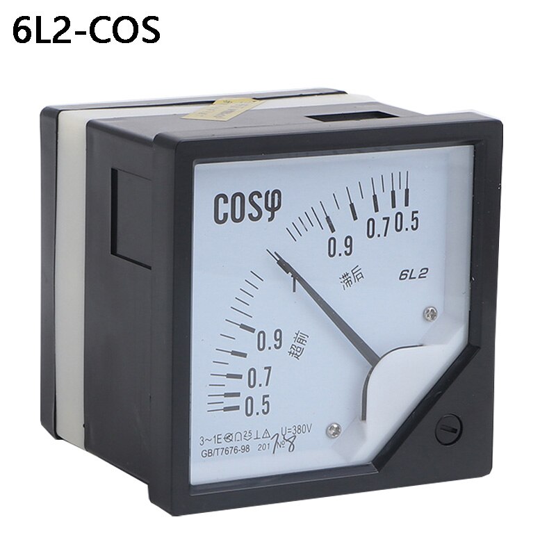 1Pcs 6L2 Ac Analoge Cos Power Factor Meter 5A 6L2-COS Panel Meter AC100V 220V 380V Elektrische Power factor Meter