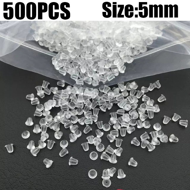 500 Uds caja de tapones para los oídos aleación de goma de silicona transparente pendiente cierre pendientes Kit de accesorios DIY joyería hacer hallazgos de gancho para las orejas: Castaño