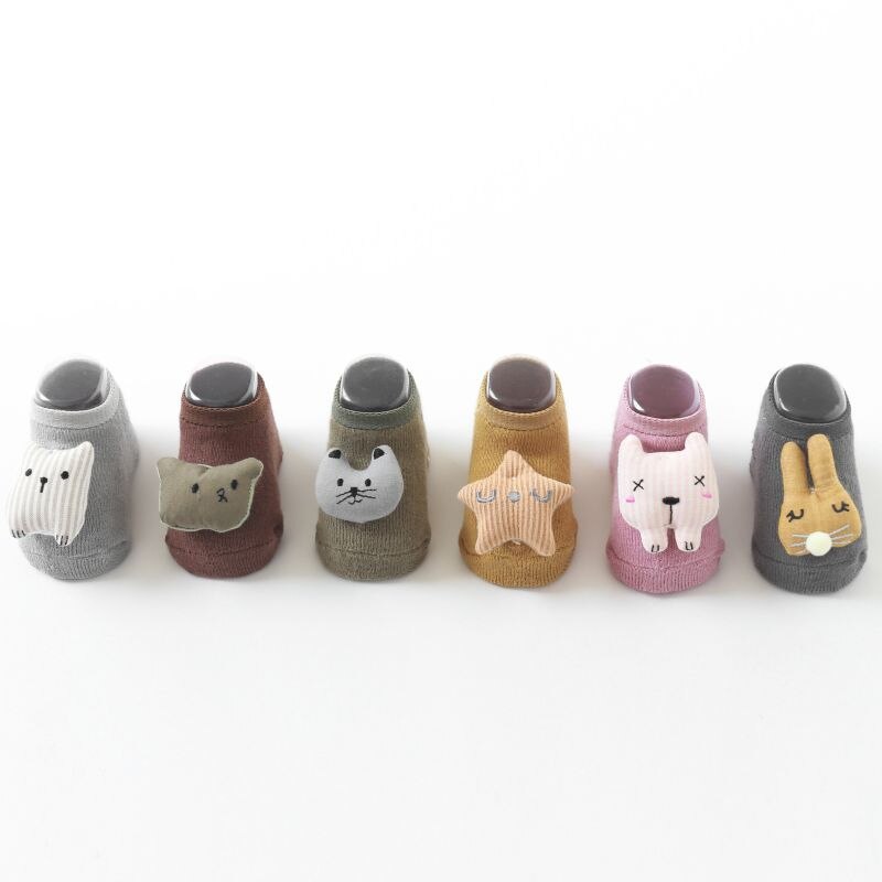 Leuke Mooie Kinderen Sokken Schattige Pop Baby antislip Sokken Badstof Warme Dikke Kinderen Boot Sokken Baby Floor sokken FM Legergroen