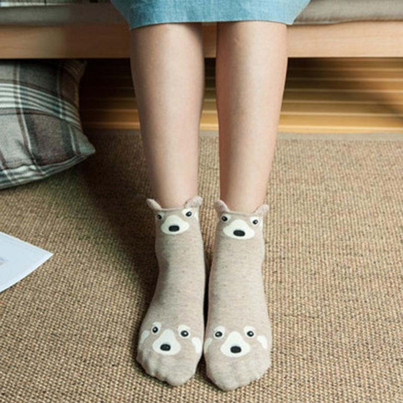 Cute Panda/Rabbit Stereo Ear Cartoon Cotton Socks Women Animals Cat Character Funny Kawaii Meias: 6