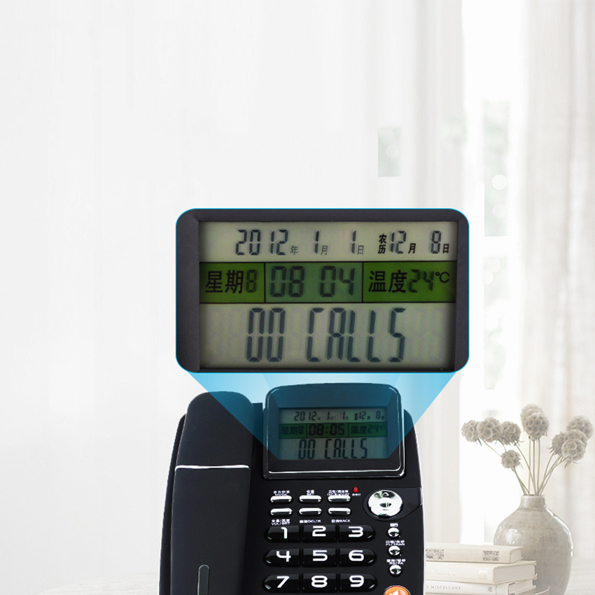 Thuis Vaste Telefoon Met Caller Id, Desktop Telefoon Vaste Voor Ouderen Met Backlit Grote Lcd-scherm, lederen Handset, Blacklist