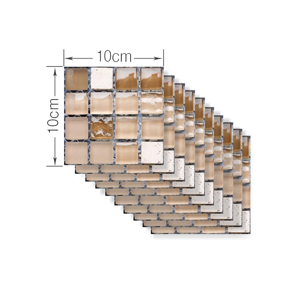 10 unids/set de azulejos de pared de mosaico Vintage, adhesivo impermeable, autoadhesivo, calcomanías de suelo DIY, cocina, baño, pegatina de azulejos para el hogar: H