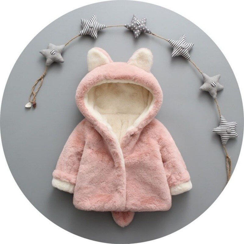 Cappotto invernale per bambini capispalla con cappuccio in flanella morbida calda per bambini 2021 vendita calda abbigliamento per bambini: Pink / 80
