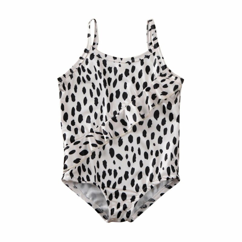 Børnepige leopard print badetøj monokini badedragt strand svømning kostume