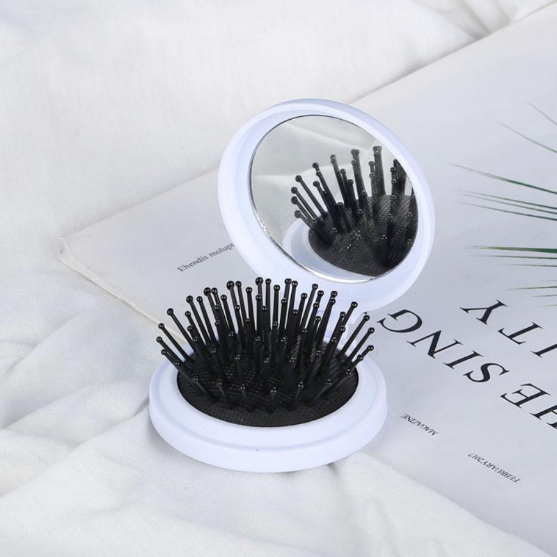 1 Pcs Kappers Kam Met Spiegel Reizen Haarborstel Vouwen Spiegel Clamshell Haarborstel Airbag Massage Kam