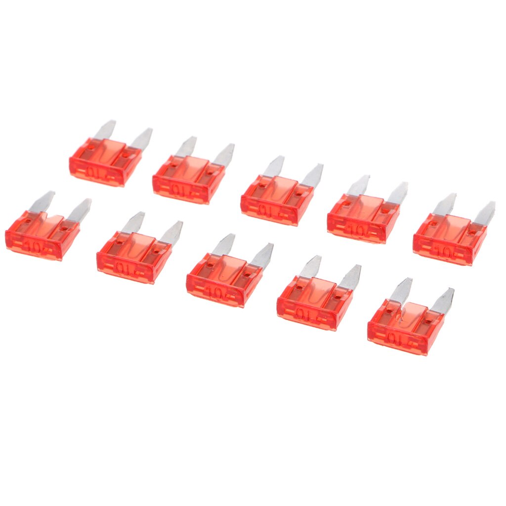 10 Stuks Univerial Mini 10A Blade Zekeringen Rood Voor Auto Vrachtwagen Vervanging