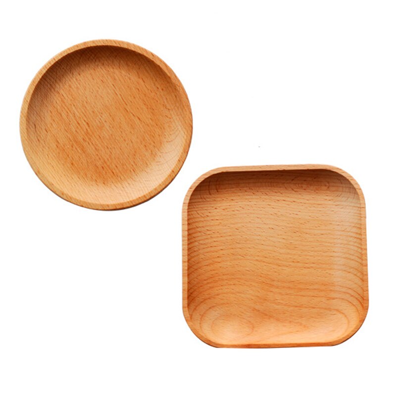 Ronde/Vierkante Houten Plaat Beuken Plaat Bakken Dessertbord Keuken Benodigdheden Koffie Dienblad Thee Bekerhouder Sushi Plaat Brood schotel