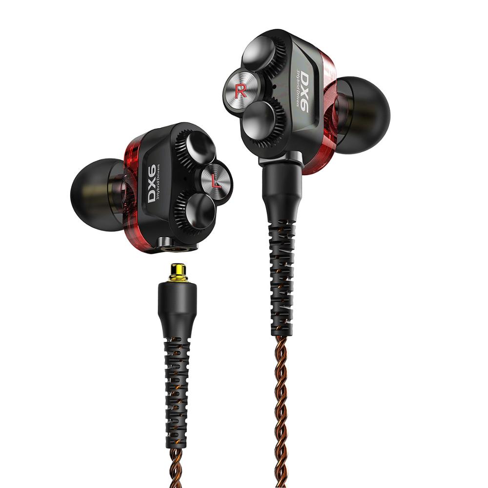 Dx6 afneembare sport oordopjes, combineerbare bluetooth oordopjes type c, bekabelde in-ear oordopjes met stereobas voor huawei xiaomi: Rood met microfoon