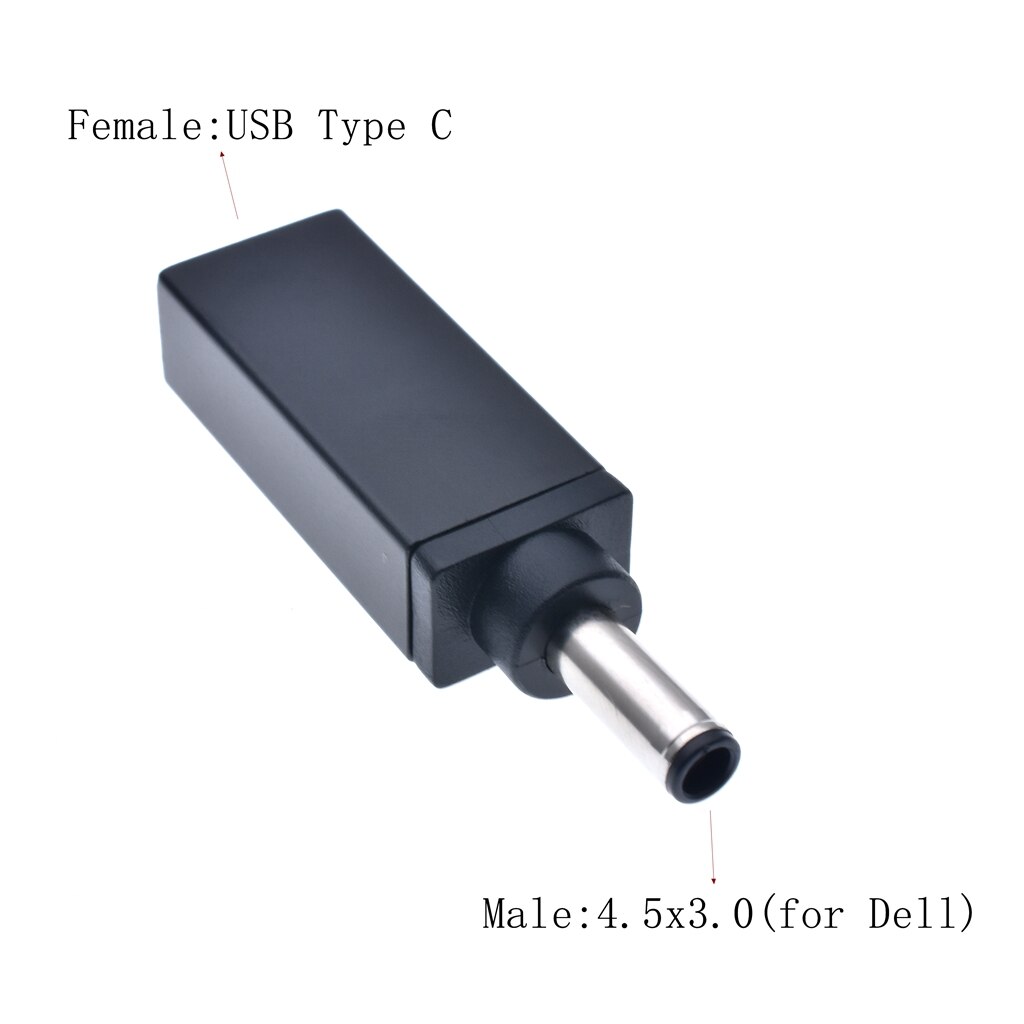 Usb 3.1 usb-c type-c bus  to 5.5 x 2.5mm 7.4 x 5.0mm 4.5 x 3.0mm dc strømforsyning stik konverter bus med pd simulation trigger: 4.0-3.0 til dell
