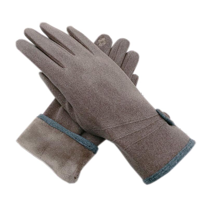 Handschoenen Winter Dames Touch Screen De Fluwelen Verdikte Pols Mode Roze Grijze Meer Blauw Handschoenen Dames Lederen Winter wa: Dark beige