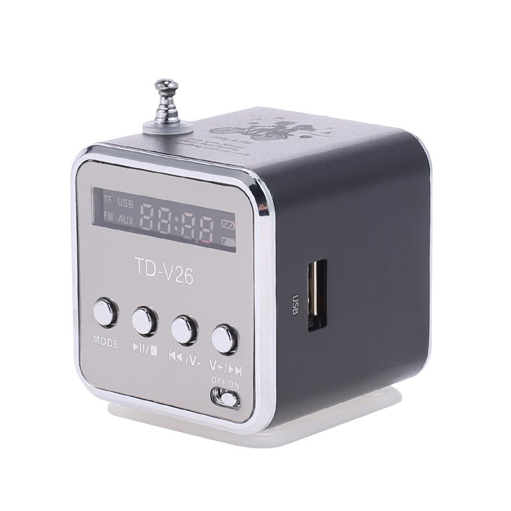 TD-V26 Mini Digitale Fm Radio Speaker Draagbare Fm Radio Ontvanger Met Led Display Scherm Luidspreker Ondersteuning Tf-kaart: Black
