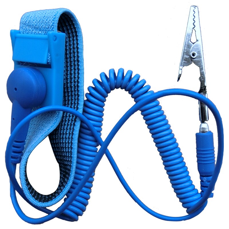 PVC de inalámbrico Clip antiestático Anti estática pulsera ESD de la correa de muñeca de Cables para electricista IC PLCC trabajador: Blue PVC