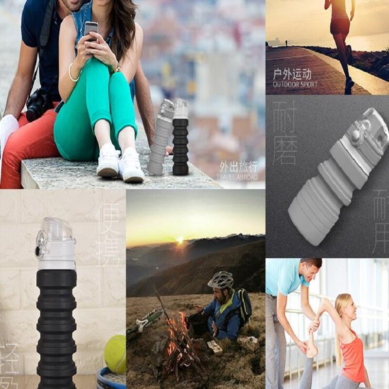 Outdoor travel silicone folding cup telescopic cup large capacity sports kettle mountaineering portable press water bot