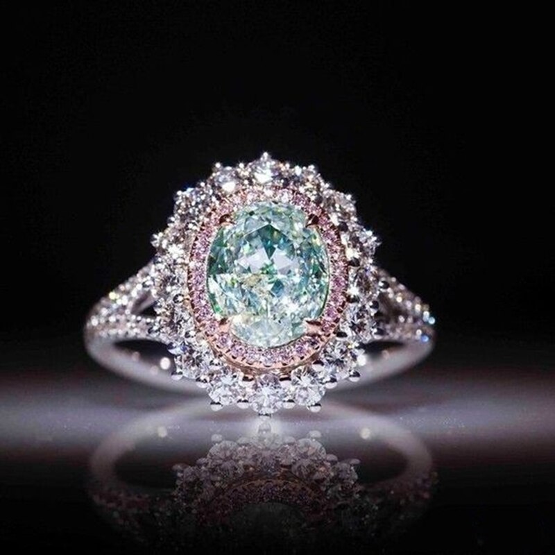 Vonken Crystal Ring Vrouwen Green Rhinestone Ring Voor Vrouwen Engagement Wedding Ring Luxe Sieraden Benodigdheden Anillos 2022