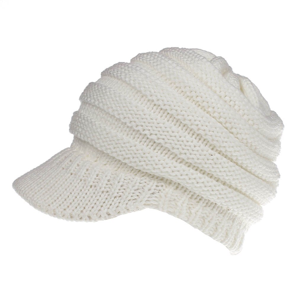 Doradeer Ins Vrouwen Hoeden Gebreide Baseball Mutsen Skullies Open Pony Tail Hoed Mutsen Cap Ski Sport Cap: white