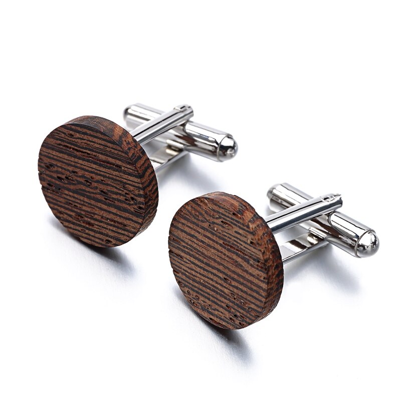 Wood Cufflinks Brand Jewelry Square Cassia siamea Cuff links For Mens Formal Business wedding: Light Yellow Gold Color