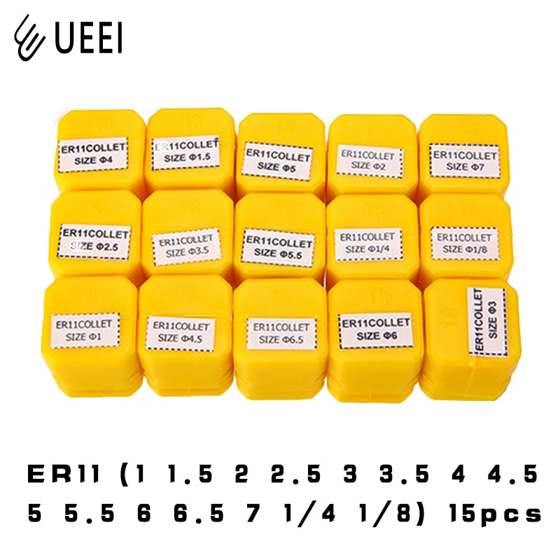 15 Stks/set ER11 1-7Mm 1/4 1/8 Spring Collet Hoge Precisie Collet Set Voor Cnc Graveermachine Draaibank mill Tool