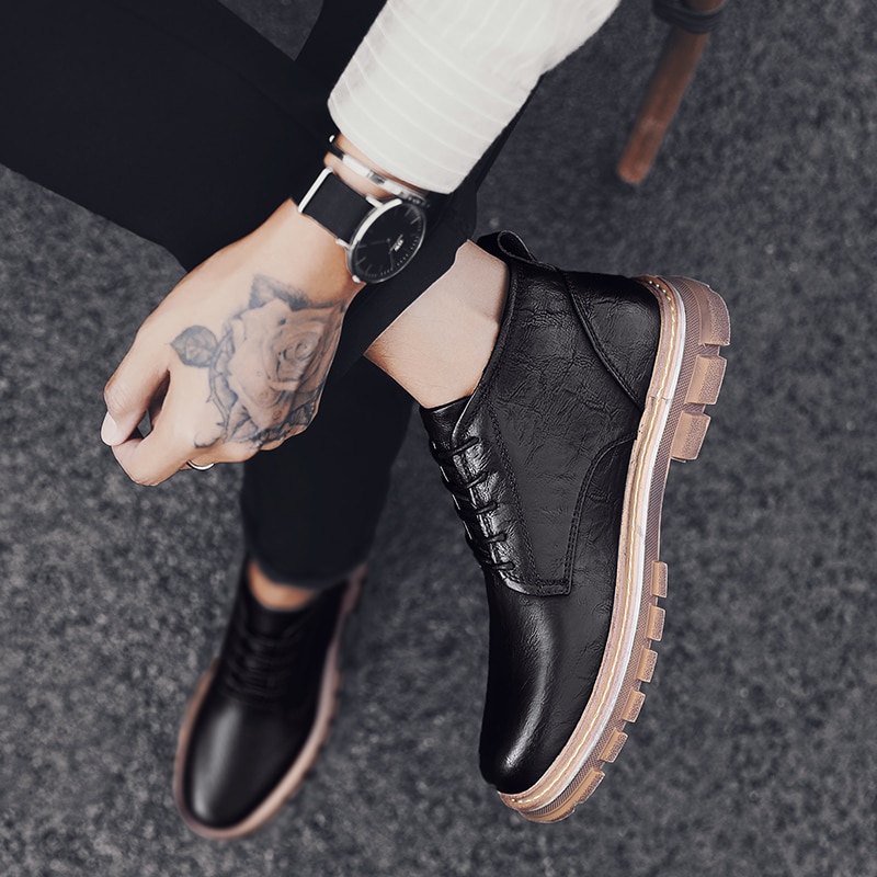 Heren leren schoenen flats oxfords schoenen heren casual schoenen veterschoenen leren laarzen voor heren sneakers chaussure homme vii