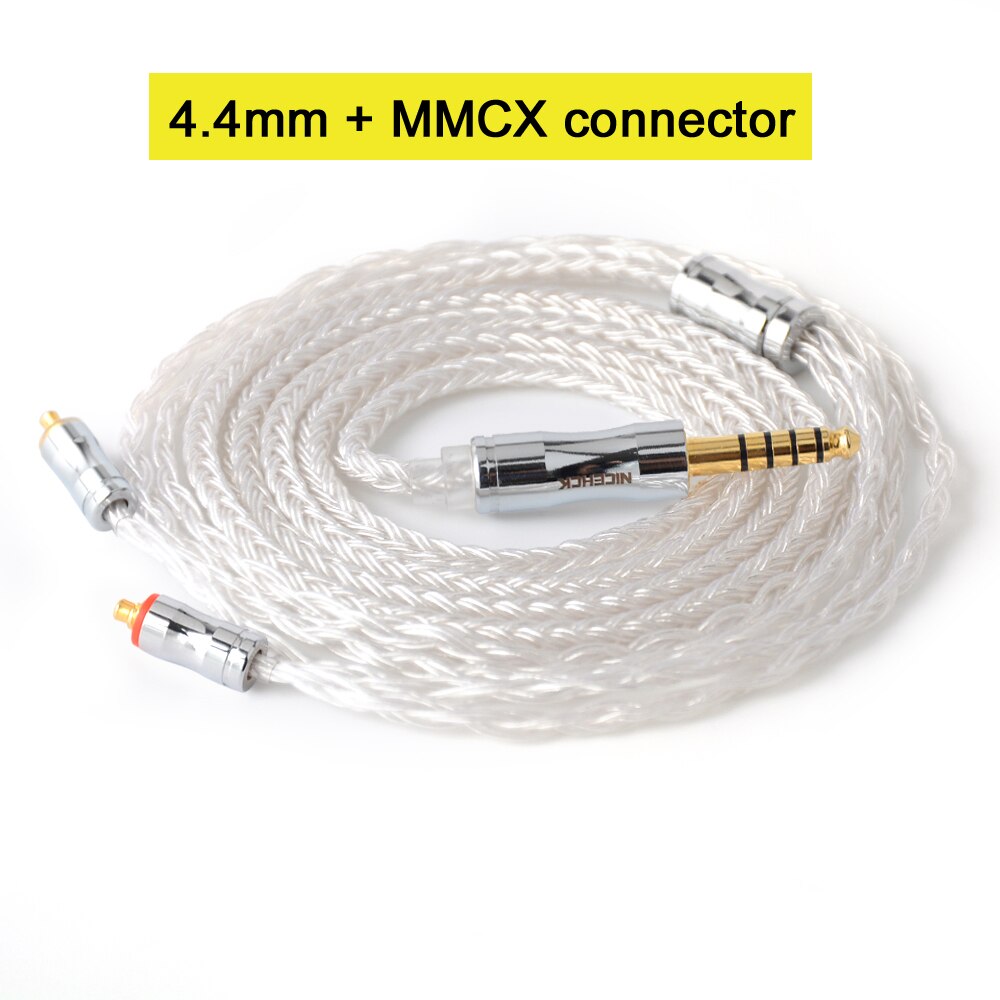 NICEHCK C16-1 16 Cores Silver Plated Cable 3.5/2.5/4.4mm Plug MMCX/2Pin/QDC/NX7 For TFZ KZCCA ZSX C12 NICEHCK NX7 PRO BL-03: 4.4mm With MMCX