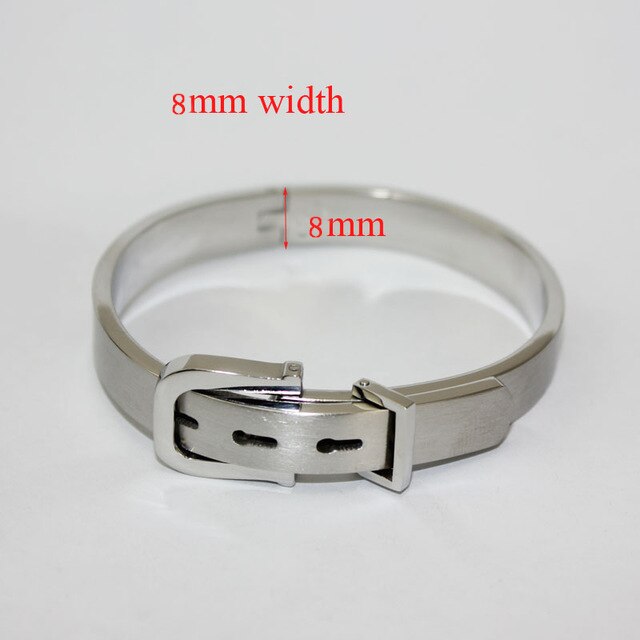 Riem Gesp Armband Femme 4 Kleuren Rvs Punk Verstelbare Manchet Armbanden Bangles Lady Sieraden: 8 mm silver