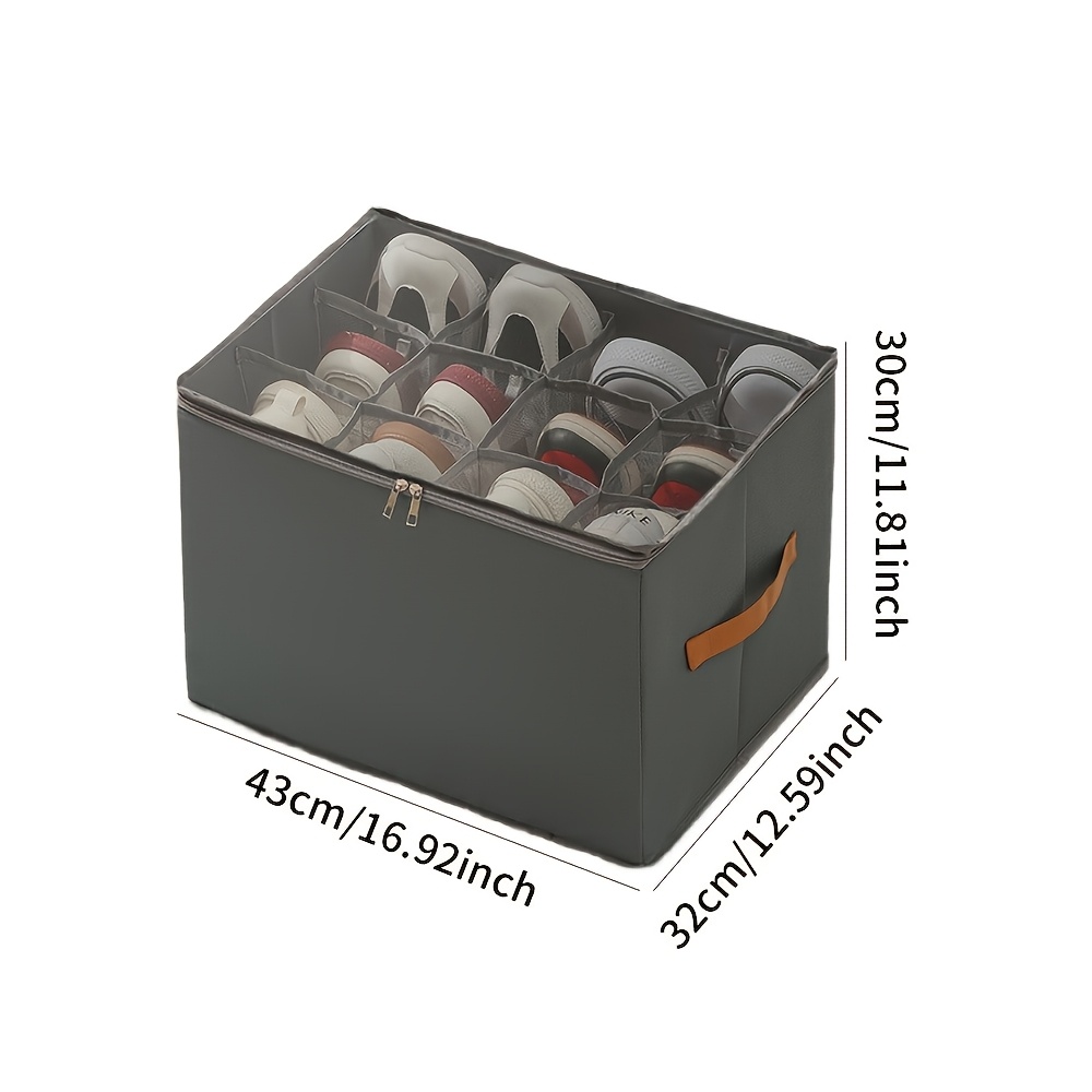 1pc Multiple Lattices Shoes Storage Box Foldable Separated Shoes Box Large Capacity With Handle Shoe Dispenser Shoes Organizer