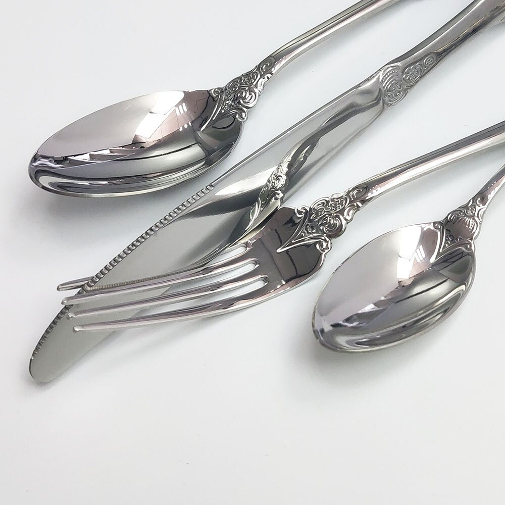 1-Piece Silver Tableware Knife Fork Spoon Dinner Set Mirror Flatware Dinnerware 304 Stainless Steel Cutlery kitchen Silverware