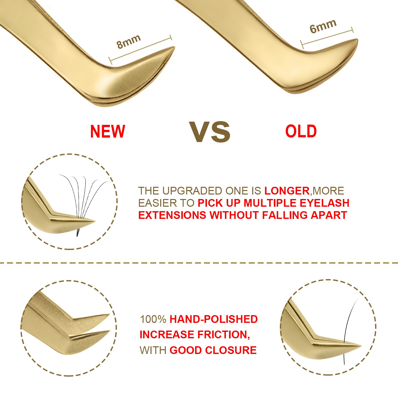 Quewel 5Pcs Professionele Wimper Pincet Roestvrij Staal Volume Wimpers Extension Pincet Anti-Statische Uitstekende Sluiting