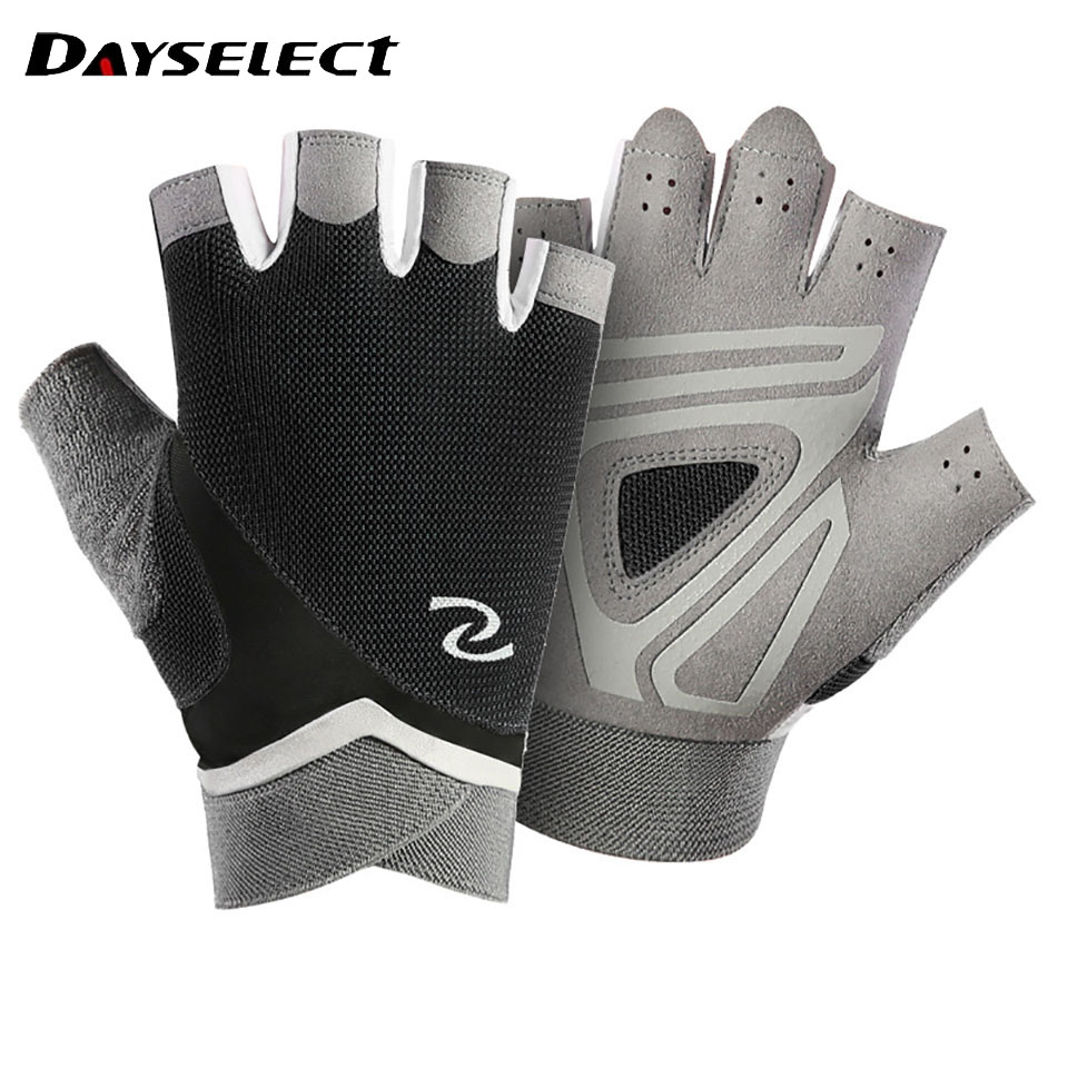 GOBYGO-Gants de levage demi-doigt WePackage, fitness, vélo, l'hypothèse, coordonnants, respirants, gants d'entraînement d'haltères, 1 paire: Gris clair / XL