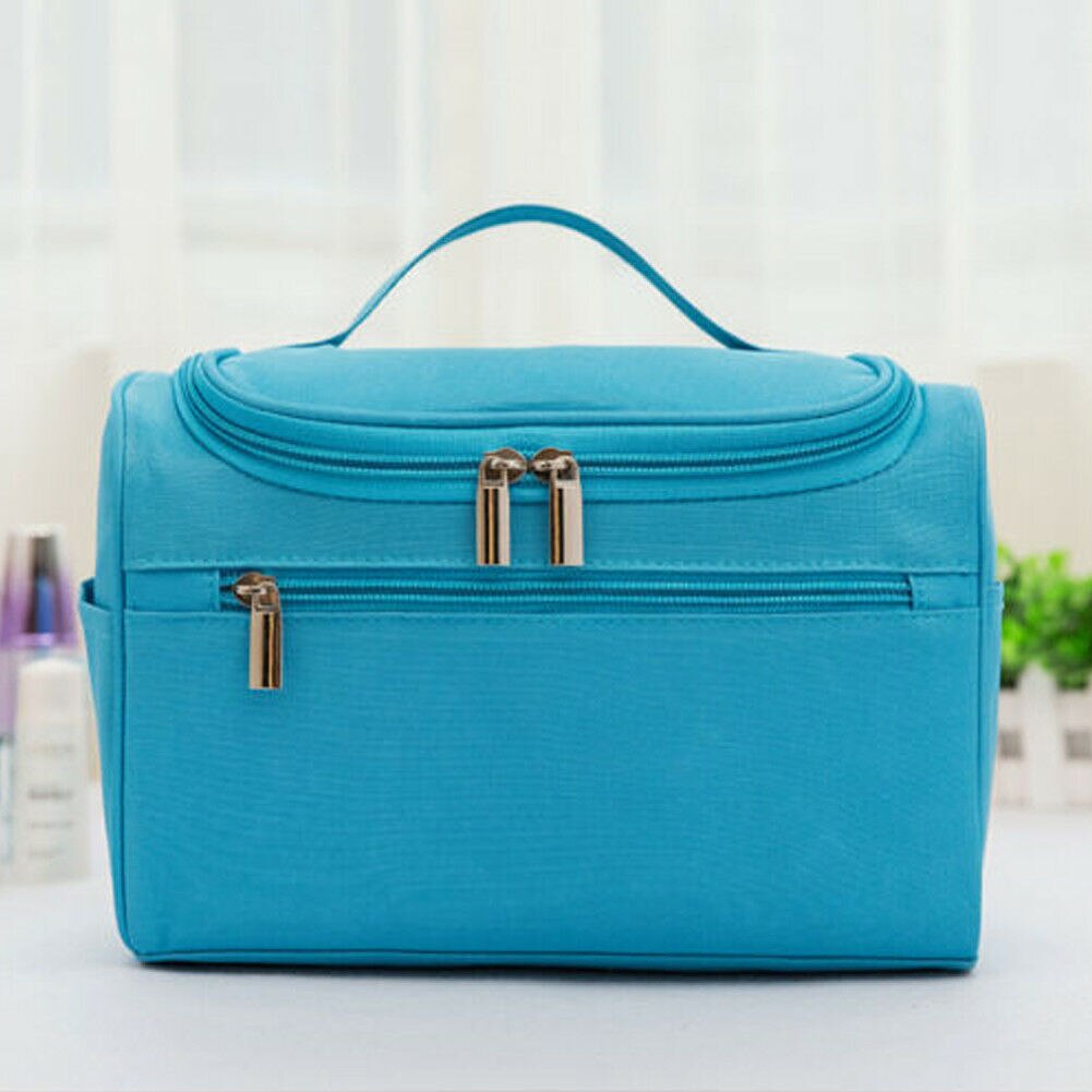 Local stock Large Makeup Bag Cosmetic Case Storage Handle Organizer Travel Kit: Blue