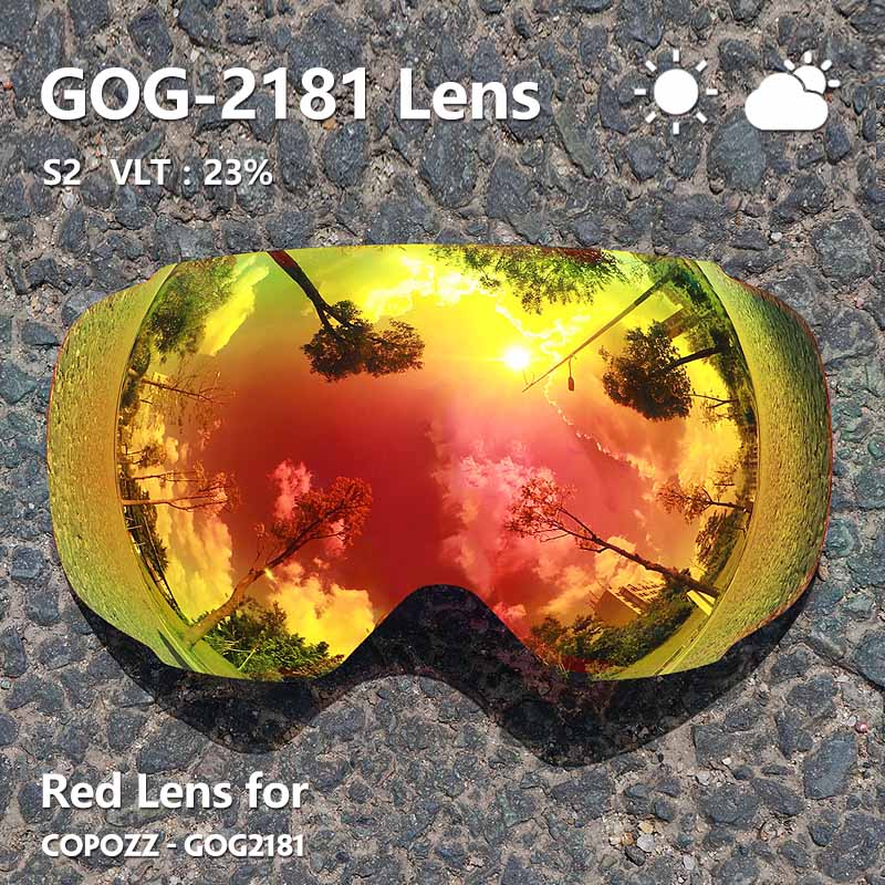 Copozz 2181 Magnetische Vervanging Lens Voor Ski Goggles Anti-Fog UV400 Sferische Ski Bril Snowboard Goggles (Alleen Lens)