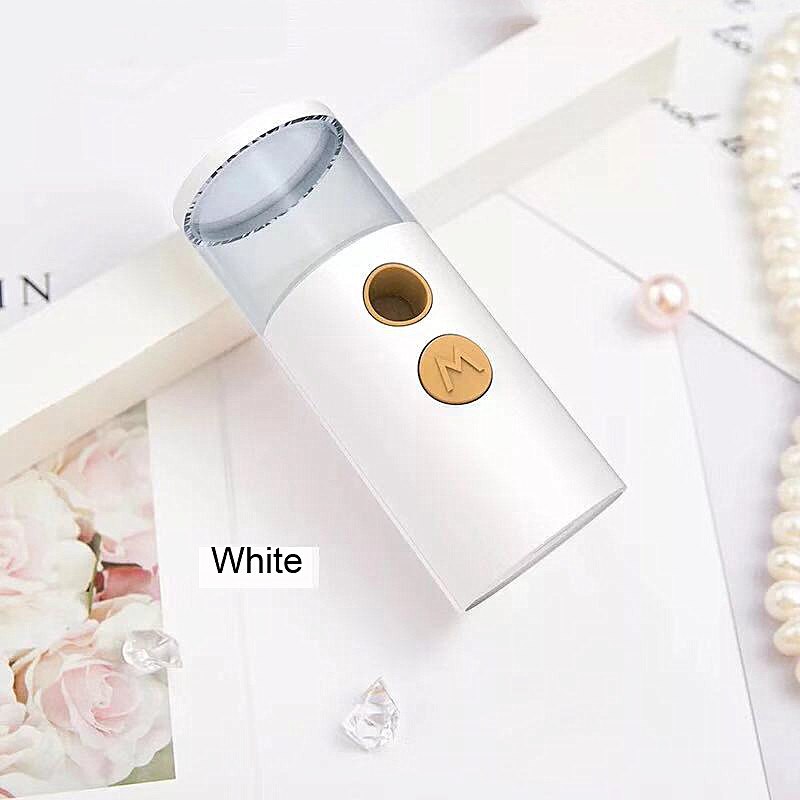 USB Rechargable Humidifier Handheld Ultrasonic Mini Air Humidifier Beauty Instruments Portable Steam Face Humidifier: White