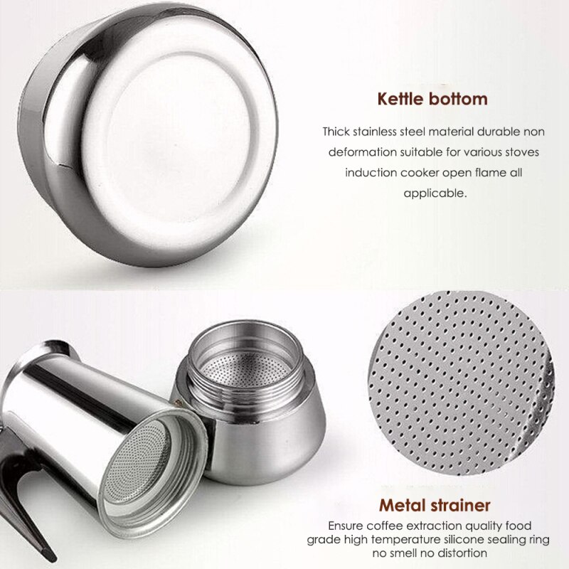 Stainless Steel Coffee Pot Mocha Espresso Latte Percolator Stove Coffee Maker Pot Percolator Drink Tool Latte Stovetop