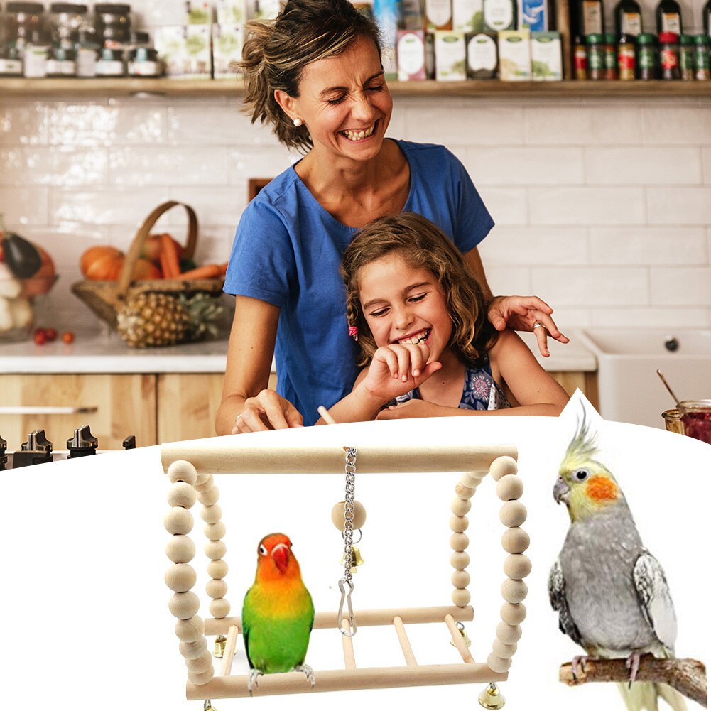 Curated visual reference: Visual Reference: 7Pcs Wooden Parakeet Swing Hammock Climbing Ladder