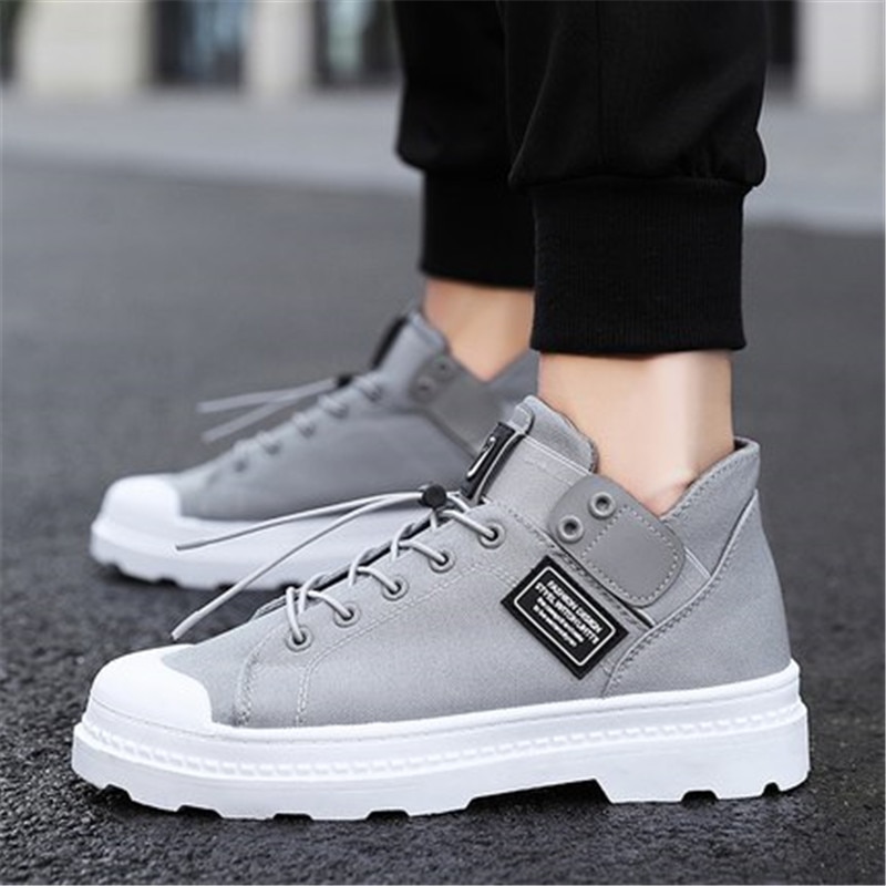 Vår høststøvler menn lerret høye sko utendørs gå fottøy snøring uformelle joggesko mann zapatos de hombre