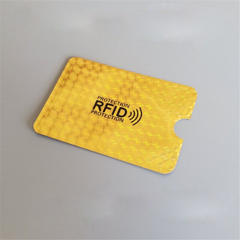5 stk reflekterende anti-tyveri rfid kreditkortbeskytter blokerende kortholder ærme guld sag dækker beskyttelse bankkort sag: G