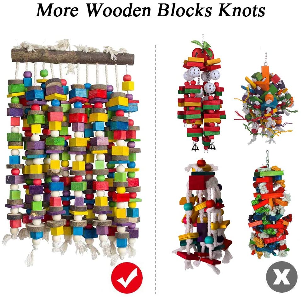 Jouets oiseaux perroquet fabriqués en bois naturel, pour oiseaux de taille moyenne, meilleurs jouets pour les gris africains, perruches, Finch, B