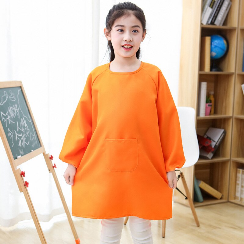 Children's Painting Drawing Clothes Polyester Breathable Smock Kindergarten Kids Long-Sleeve Aprons Print Logo