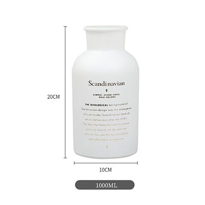 nordisch Schwarz/Weiß Glas Vasen Hydrokultur Pflanze Blume Wohnkultur für Blume Strauß mit Vase Hochzeit Tisch Dekoration: Weiß 1000ML C