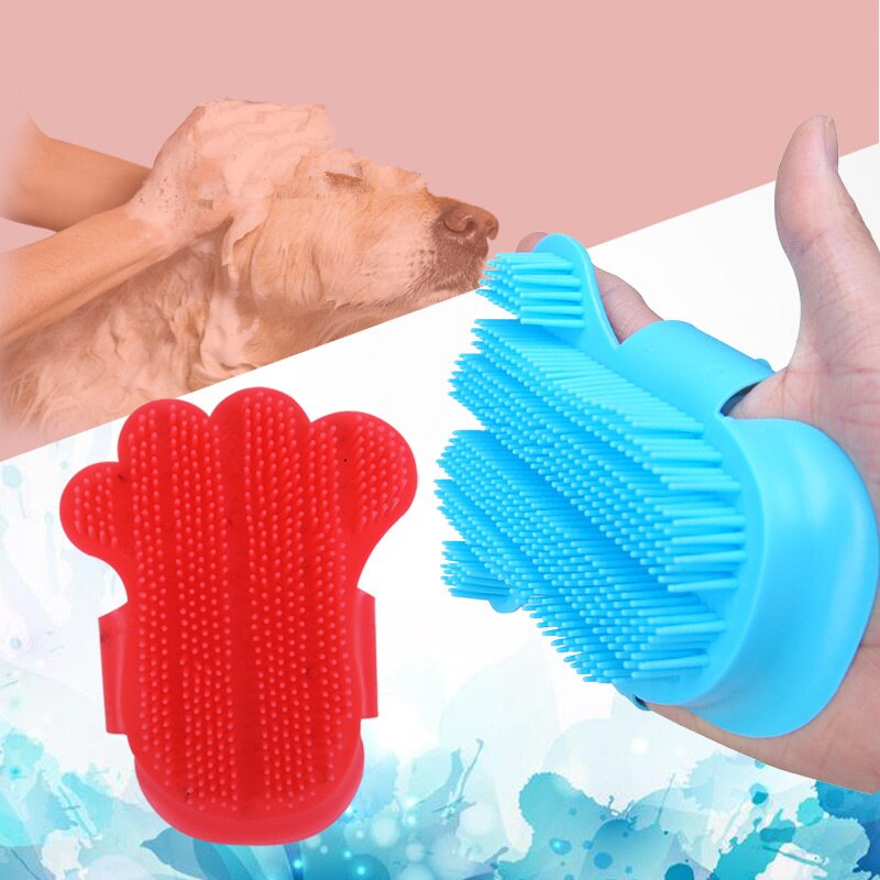 Kæledyr hund afskæringsværktøj rengøringshandske kattehund rengøring børste finger silikone handske til hund ren