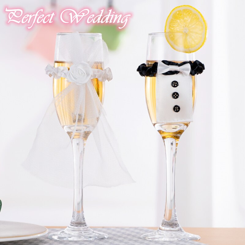 100 Pcs/50 Pairs Cup Decoratie Bruid en Bruidegom Wedding Engagement Party Tafel Cup Glas Cover Bruiloft 40% off