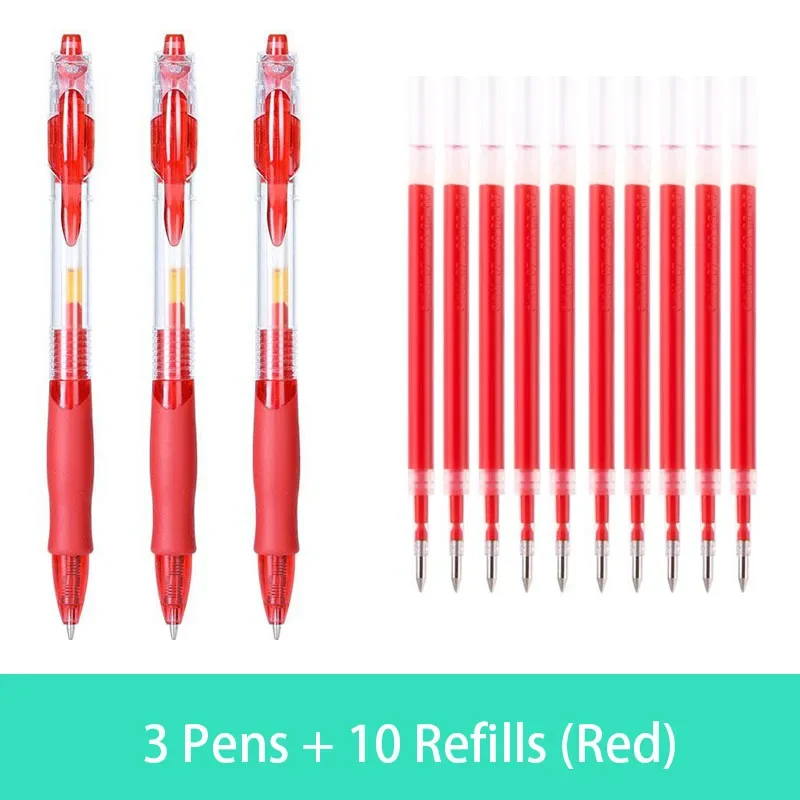 Roise Retractable Gel Pens Set Black/Red/Blue Ink Ballpoint for Writing Refills Office Accessories School Supplies Stationery: light green