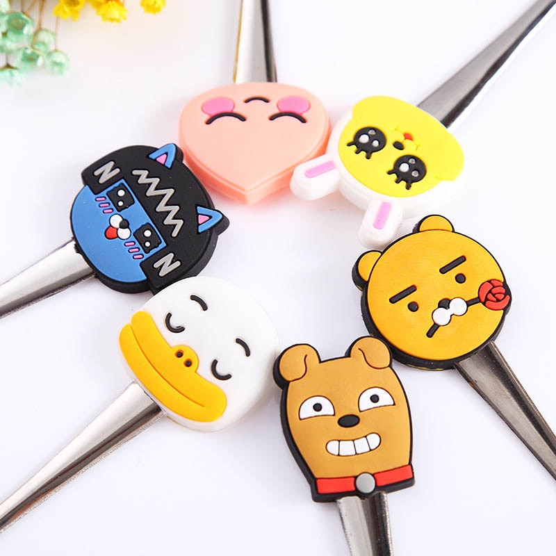 Cuchara infantil de dibujos animados portátil de acero inoxidable, cucharas de café, té, accesorios para cubiertos de bebé, accesorios de cocina, 2 uds.