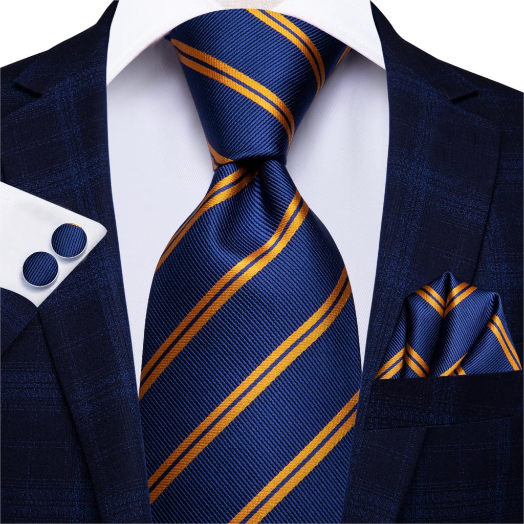 Hi-Tie-corbata de seda 100% para hombre, corbatas formales de lujo para boda, color azul, 8,5 cm