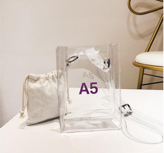 1 zestaw = 2 sztuk kobiet torebka 2 w 1 przezroczysty pakiet A4 A5 pcv dorywczo dziewczyny torba na ramię aligator torba