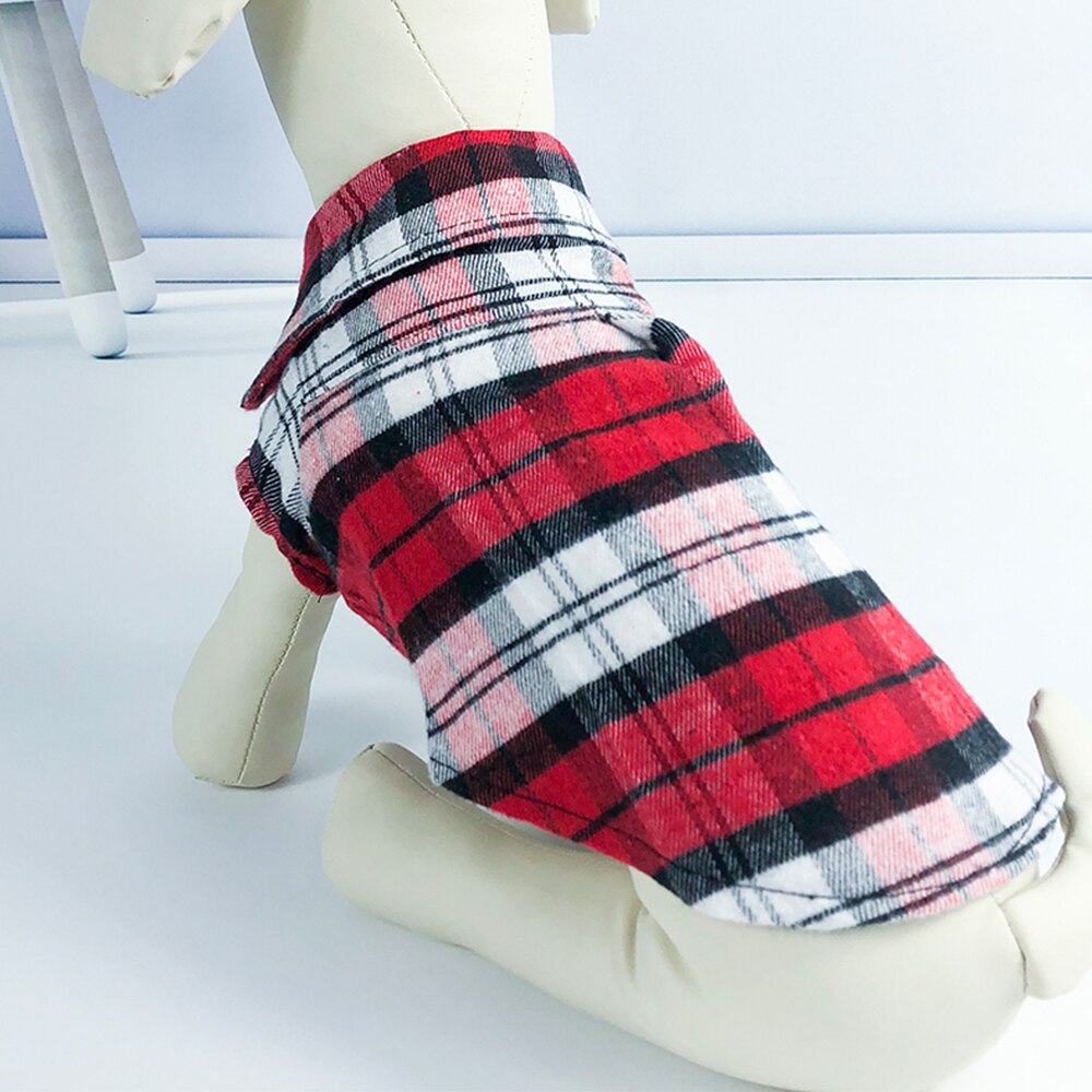 Summer French Bulldog Dog Plaid Shirt British Style Clothes for Chihuahua pet Small Dogs Cats Clothes Small Puppy Clothing Shirt