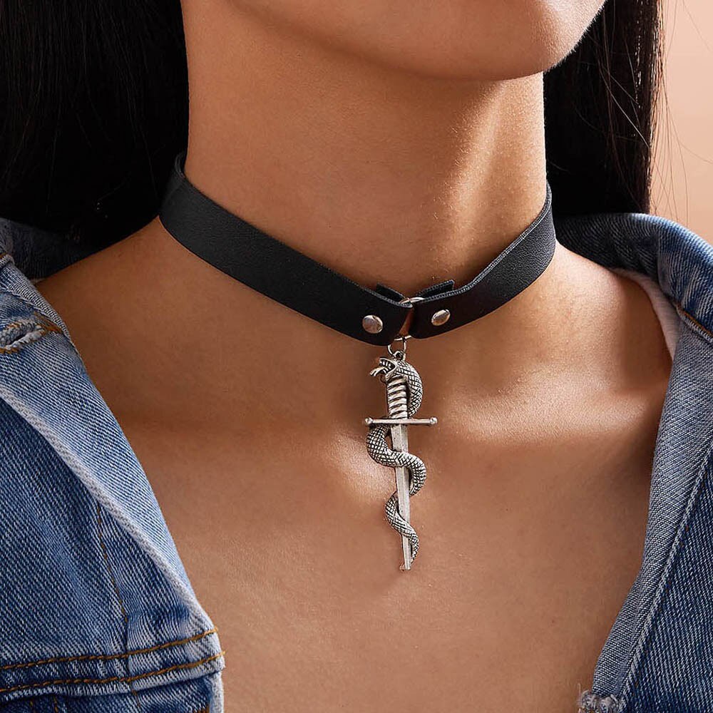 Modyle Silver color Snake Sword Choker Necklaces For Women Trendy Necklace Pendants Top Quantity Necklace Jewelry: N00311