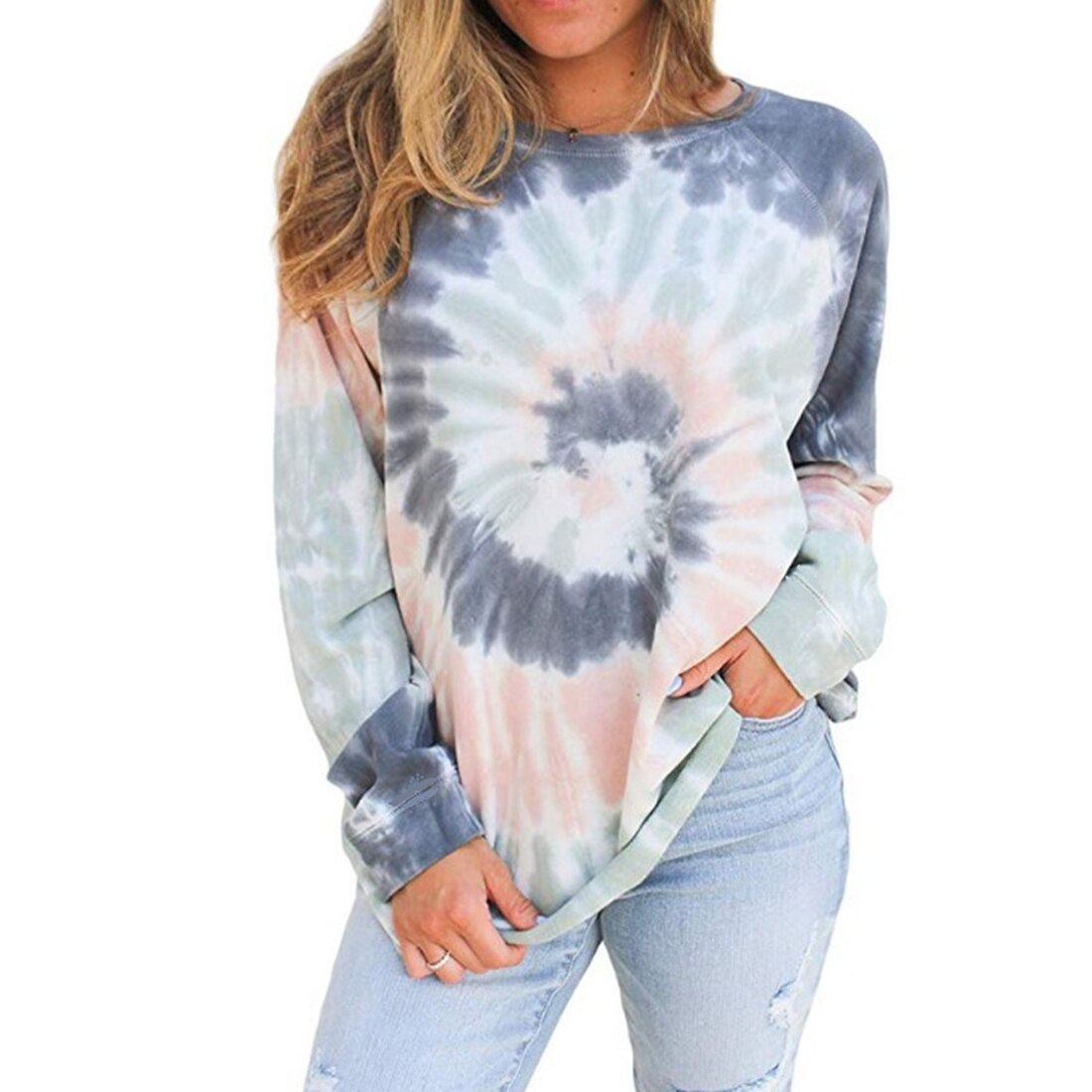 Loose Casual Women Gradient Color Print Tshirt Short Sleeve Autumn Tie-dye Print Short T-Shirts: XXL / grey 1